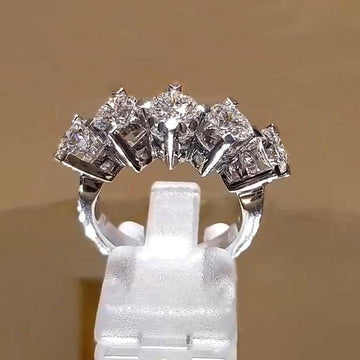 *NEW* Brilliant Trendy 5 Round High Quality AAA+ Cubic Zirconia Diamonds Design Ring - The Jewellery Supermarket